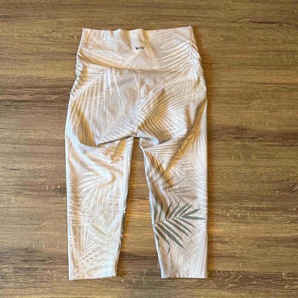 Peloton Women's Leaf Print Leggings - Cream and Green